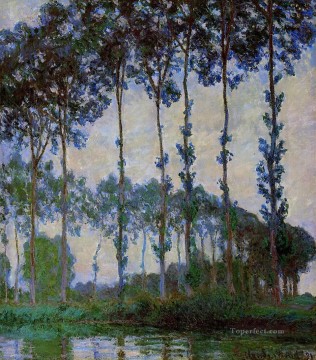  Noche Pintura - Álamos a orillas del río Epte al atardecer bosque de Claude Monet